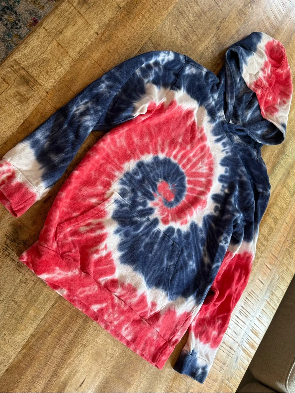 Kids USA Red White Blue Tie Dye Hoodie Youth XL 14-16 Patriotic Pullover